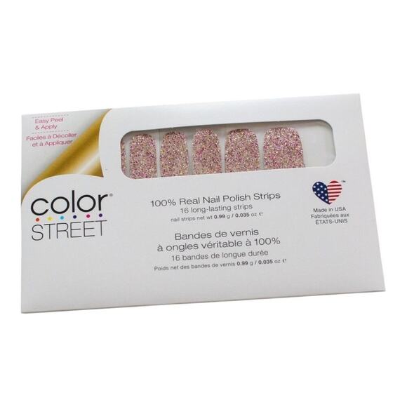 Color Street 100% Real Nail Polish strips Rose Gold Pink Silver Glitter nails - Picture 6 of 7